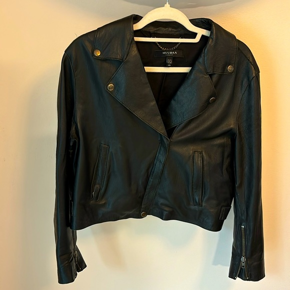 Muubaa London | 100% Lamb Leather Moto Jacket Sz 8 - Picture 3 of 10